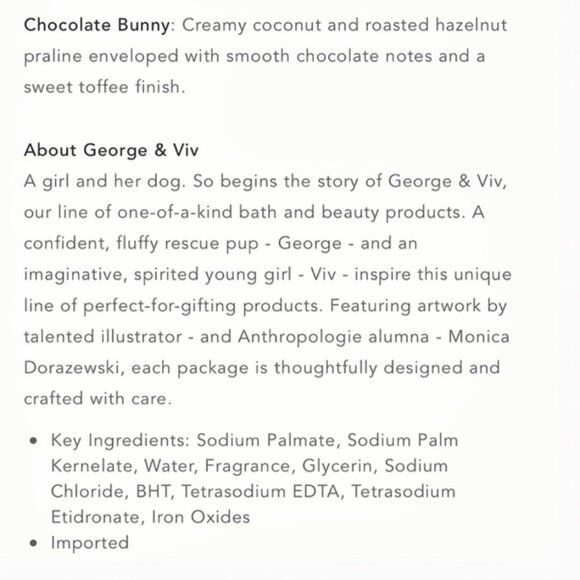 Anthropologie George & Viv Chocolate Bunny Scented Soap 5.3oz NWT - Picture 4 of 6